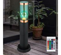 Borne lumineuse dimmable avec télécommande Lampadaire d'extérieur à LED, changement de couleur RVB, plastique en acier inoxydable, 8,5W 806lm blanc chaud, DxH 7,6x45 cm