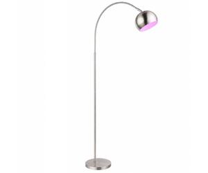 Lampadaire boule arc lampe chrome lampe de salon sur pied, abat-jour mobile, télécommande dimmable, 1x LED RVB 8,5W 806Lm blanc chaud, HxLxP 150x58x24,5 cm