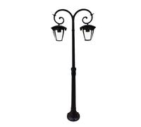 Lampadaire candélabre lampe de jardin lanterne lampe d'extérieur aluminium lampadaire en verre, aluminium noir, 2x douille E27, LxH 48x141 cm