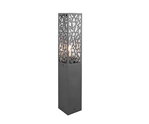 Lampadaire carré étroit en acier inoxydable anthracite IP44, hauteur 60 cm