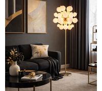 Lampadaire Lampe de chambre à coucher Lampe de lecture Lampadaire de salon avec 48 boules de verre argenté opalin, métal, 6x E14, DxH 55 x 155 cm