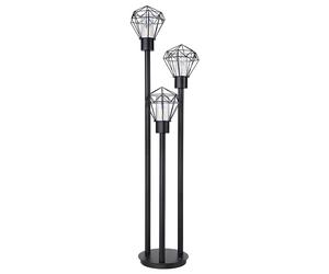 Lampadaire, chemin lumineux, lampadaire d'extérieur, lampadaire grille rétro, 3 flammes, métal inox noir, plastique transparent, 3x E27, LxH 44x2x170 cm