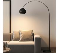 Lampadaire contemporain à arc suspendu avec abat-jour en forme de dôme, base en marbre, lampe haute, hauteur réglable, lampe sur pied avec E26 à intensité variable pour salon, chambre à coucher,