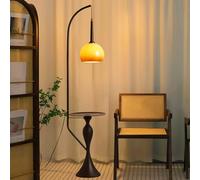 Lampadaire contemporain en verre globe de 65 po, lampadaire en fer noir E26, lampe haute à intensité variable avec lampe de bureau en verre orange pour salon, bureau, chambre à coucher, bureau