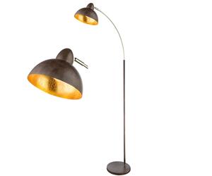 Lampadaire couleur rouille Lampe de salon rétro sur pied or Lampadaire lampe à arc rouille or, métal laiton, LED 11W 1055Lm blanc chaud, H 155 cm