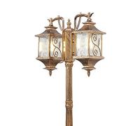 Lampadaire créatif d'extérieur avec 2 lumières traditionnelle E27 méditerranéenne Lanterne de rue rétro décoration de jardin pour patio, cour, maison, terrasse, allée, finition bronze