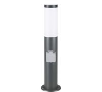 Monzana Lampadaire Dahlia Anthracite Luminaire extérieur E27 lampe sur pied Avec Prise Acier inoxydable jardin IP44 allée