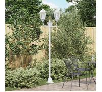 Lampadaire de jardin 2 lampes E27 blanc 220 cm en aluminium