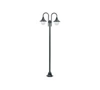 Lampadaire de jardin - - 220cm - Aluminium - 2 lanternes - Vert foncé