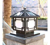Lampadaire de jardin à énergie solaire de style chinois lampadaire à panneau solaire lampadaires à pilier carré traditionnel de style japonais LED extérieur pilier étanche lumière de paysage de jardin