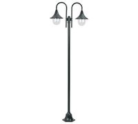 vidaXL Lampadaire de jardin E27 220 cm Aluminium 2 lanternes Vert foncé