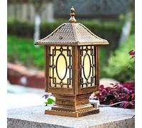 Lampadaire de Jardin/Terrasse/Pelouse Victoria Traditionnel Européen E27 À 1 Lumière En Aluminium, Lanterne Décorative En Verre, Étanche,Daire/Colonne D'Éclairage Paysager/Métallique