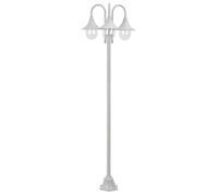 vidaXL Lampadaire de jardin E27 220 cm Aluminium 3 lanternes Blanc