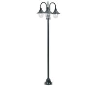 vidaXL Lampadaire de jardin 220 cm E27 Aluminium 3 lanternes Vert foncé