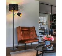 Lampadaire De Lecture LED En Velours Doré H 162 Cm