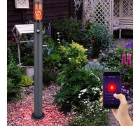 Lampe de chemin avec détecteur de mouvement Smart LED lampadaire d'extérieur, dimmable, application et commande vocale, changement de couleur RVB, 8,5W 806lm blanc chaud/blanc froid, DxH 12,7x110cm
