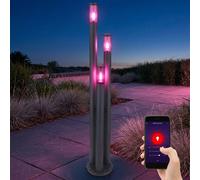 Éclairage de chemin LED intelligent, lampe d'extérieur en acier inoxydable, lumière de jardin à intensité variable,changement de couleur RVB, fumée anthracite, 3x 8,5W 3x 806lm lumière, PxH 28x17