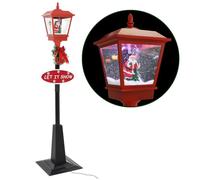 Lampadaire de Noël LED - vidaXL - 180 cm - Noir et rouge - Fonction neige - 19 LED - Couronne intégrée - Père Noël