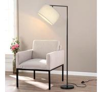 Lampadaire de salon lampadaire tissu - blanc 166cm abat-jour tissu lampadaire design vintage lampe arc douille E27 avec interrupteur à pied lampadaire rétro pour chambre / sans ampoule Lampadaire au d