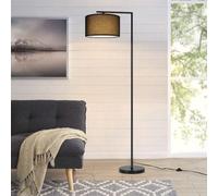 Lampadaire de salon lampadaire tissu - noir 166cm abat-jour tissu lampadaire design vintage lampe arc douille E27 avec interrupteur à pied lampadaire rétro pour chambre / sans ampoule Lampadaire au de