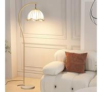 Lampadaire de style crème nordique en marbre haut avec abat-jour en lin interrupteur au pied canapé sur pied haut lampadaire arc moderne lampadaires pour salle d'étude chambre à coucher (ampoules