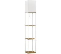 Lampadaire Design 3 Étagères H.159cm Blanc Effet Bois Clair Blanc