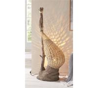 Lampadaire design "Embraced" en bois & osier, hauteur 98 cm, lampe sur pied décorative