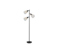 HomCom Lampadaire design industriel – 3 ampoules max. 40 W – Abat-jour cage métal noir
