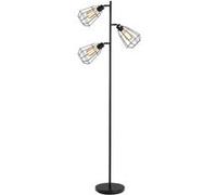 HOMCOM Lampadaire design industriel 3 ampoules max. 40 W abat-jour cage métal noir