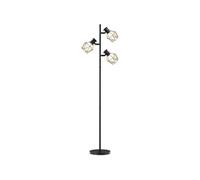 HomCom – Lampadaire sur pied design industriel 3 ampoules H.169 cm, interrupteurs individuels, noir