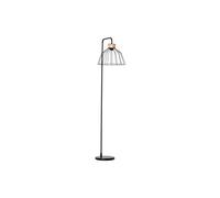 Lampadaire design industriel grillagé et arqué 40 W max. métal noir rotin