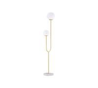 HOMCOM Lampadaire métal Lampadaire sur pied salon doré avec 2 Têtes abat-jours globe blanc verre dépoli - 25W - 33 x 25 x 155,5 cm