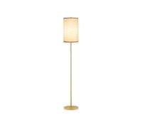 HOMCOM Lampadaire design 40 W max. piètement mât acier doré abat-jour lin crème dim. 25,5 x 25,5 x 157 cm doré et beige
