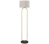 HOMCOM Lampadaire lampe sur pied de salon abat-jour en lin douille E27 style moderne lampadaire sur pied avec interrupteur pour salon et chambre 156 cm doré et noir