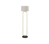 HomCom Lampadaire Néo-rétro H.156 cm mât métal doré abat-jour tissu lin