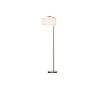 HOMCOM Lampadaire lampe à pied abat-jour en tissu de lin base ronde stable pour salle bureau chambre à coucher 47 x 37 x 153 cm or et blanc