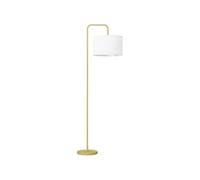 HOMCOM Lampadaire lampe sur pied de salon style moderne lampadaire sur pied avec abat-jour aspect lin et interrupteur pour salon et chambre 163,5 cm doré et blanc