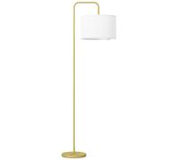 HOMCOM Lampadaire lampe sur pied de salon style moderne lampadaire sur pied avec abat-jour aspect lin et interrupteur pour salon et chambre 163,5 cm doré et blanc