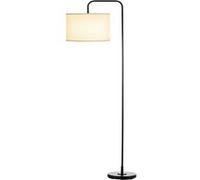 HOMCOM Lampadaire néo-rétro H.163 cm acier noir abat-jour lin blanc max. 40 W