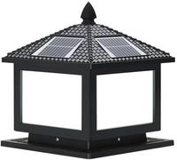 Lampadaire d'extérieur à LED solaire vintage bronze du crépuscule à l'aube - Lanterne moderne étanche noire pour entrée, escalier, bouchon de pilier et colonnes extérieures