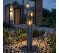 Lampe d'extérieur lampadaire éclairage de chemin lampe de jardin d'extérieur en acier inoxydable grande pour l'extérieur, fumée anthracite, 3 flammes E27, DxH 28x170 cm