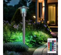 Lampadaire Extérieur Télécommande RGB LED Changement de Couleur Acier Inoxydable
