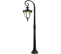 Lampadaire d'extérieur étanche en forme de cage à oiseaux en aluminium moulé sous pression avec abat-jour en verre épais pour pelouse, cour, rue et entrée d'entrée