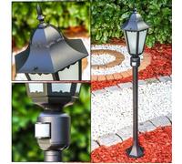 Lampadaire d'extérieur - HOFSTEIN - Fabiano - Détecteur de mouvement - Aluminium noir mat - Vintage