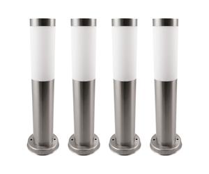Lampadaire d'extérieur, lampadaire de jardin, lampadaire de balcon, lampadaire en acier inoxydable, argent, 1x E27, DxH 7,6x45 cm, lot de 4