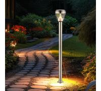 Lampadaire Lampe d'extérieur Lampadaire Lampadaire acier inoxydable, abat-jour, verre, transparent, IP44 résistant aux éclaboussures, 1x LED 8 watt 700 lumens blanc chaud, DxH: 15x110 cm