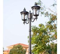 Lampadaire D'Extérieur Moderne À 2 Têtes En Aluminium, Lanterne En Verre, Étanche Ip65,Daire Sur Pied de Style Européen, Lampe de Rue Traditionnelle de Style Victoria./Sombre/265 Cm