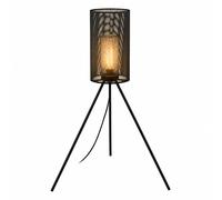 Lampadaire d'extérieur pour terrasse, en acier noir grillagé, avec interrupteur, H 117 cm