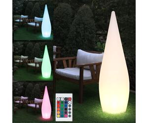 Lampadaire d'extérieur RGB LED lampe de terrasse à intensité variable jardin avec télécommande, plastique blanc, variateur changeur de couleur, H 120 cm