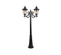 Lampadaire d'extérieur traditionnel à 2 têtes Victoria en aluminium et verre, étanche IP55, pour cour et pelouse, hauteur de 2,7 m, éclairage élégant de terrasse